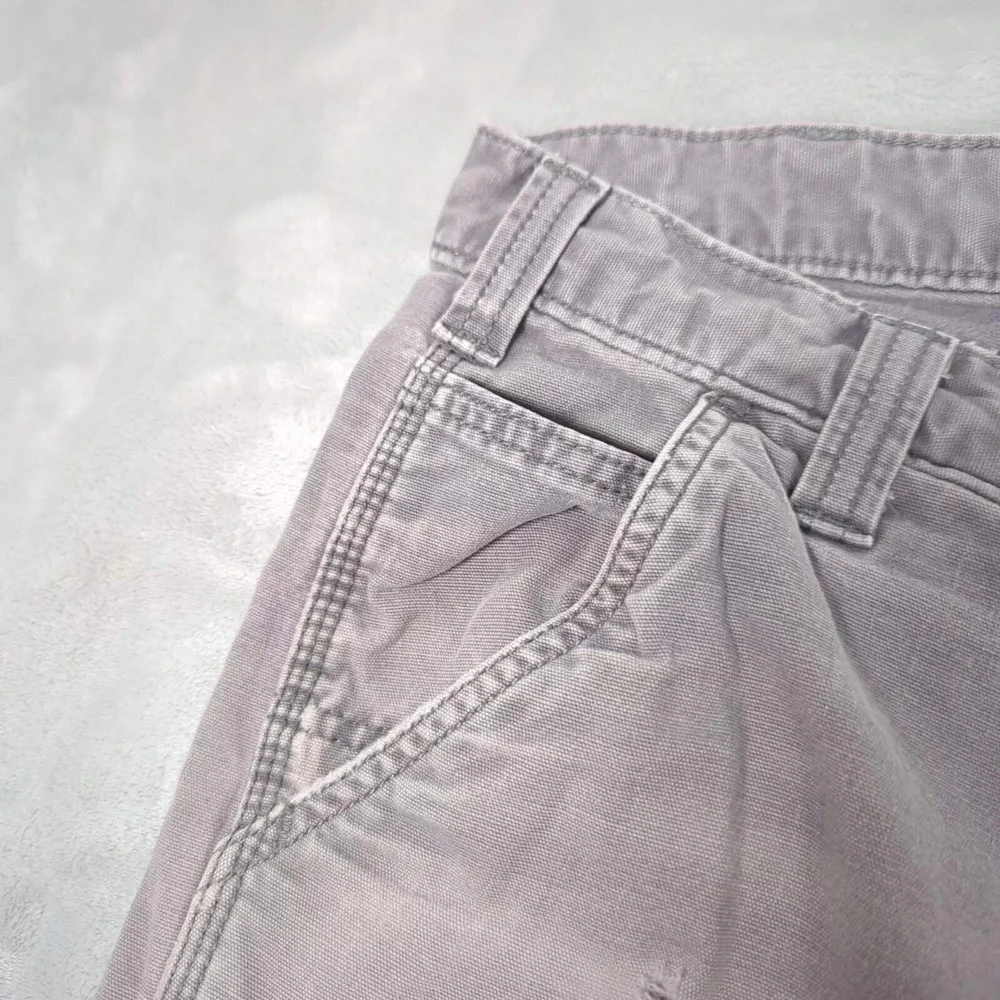 Carhartt Pants 38x32 Men Gray Canvas Rugged Flex Thick Work Distressed Relaxed